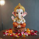 Hand-painted baby ganesh idol for gift and home mandir