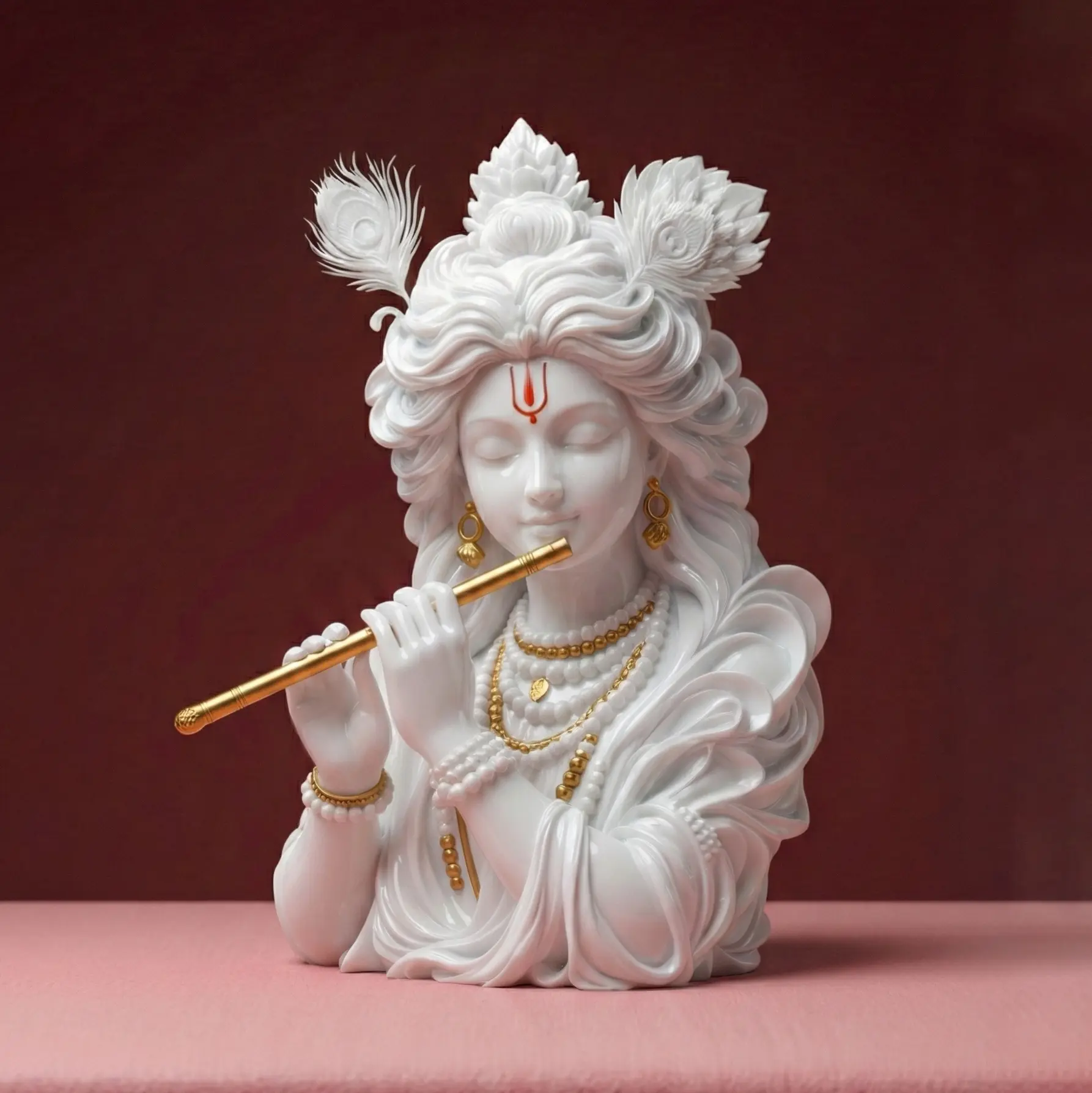 Krishna idol for home mandir white resin